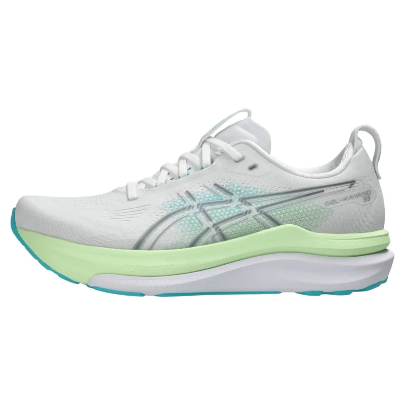 Asics Gel-Kayano 33 Men's Running Shoes - White/Energy Aqua-2