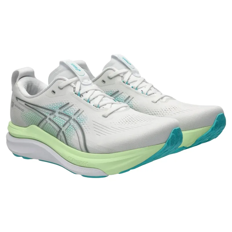 Asics Gel-Kayano 33 Men's Running Shoes - White/Energy Aqua-3