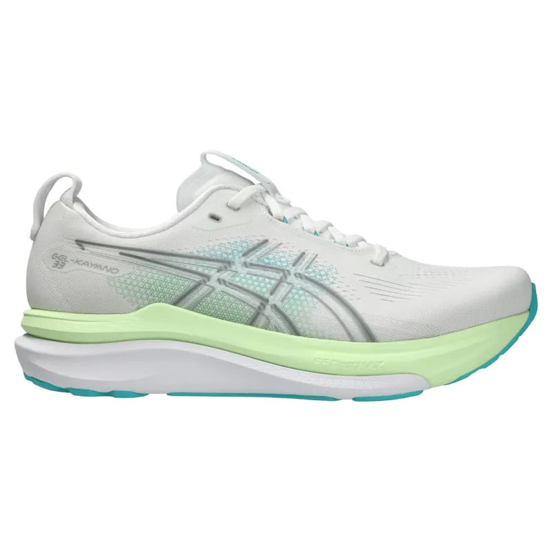 Asics Gel-Kayano 33 Men's Running Shoes - White/Energy Aqua