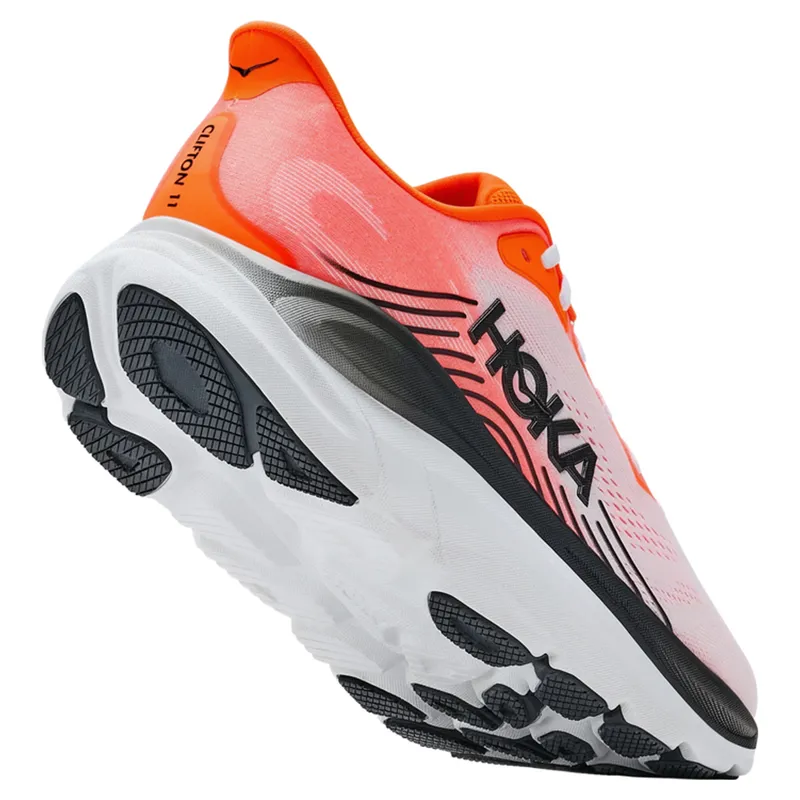 Hoka Clifton 11 Wide Men's Running Shoes - Neon Tangerine/Frost-4