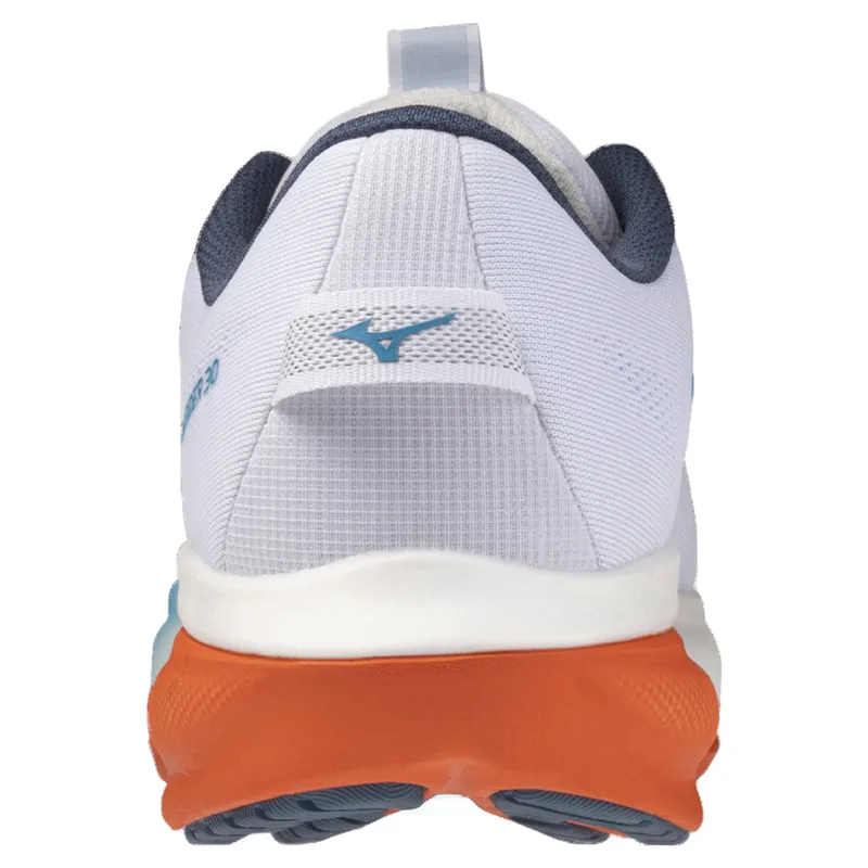 Mizuno Wave Rider 30 Men's Running Shoes - White/Blue Jewel/Orange-6