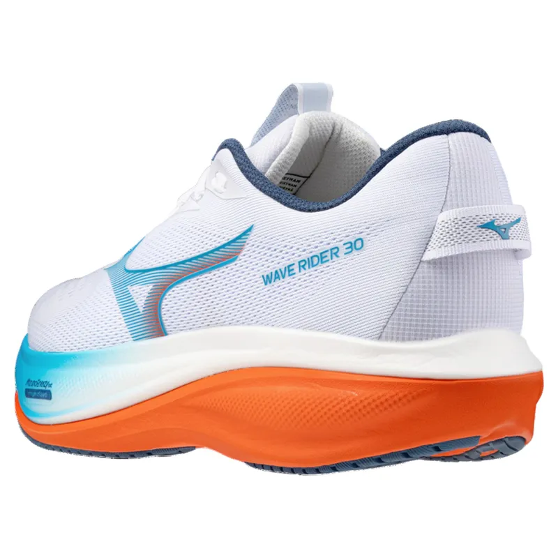 Mizuno Wave Rider 30 Men's Running Shoes - White/Blue Jewel/Orange-3