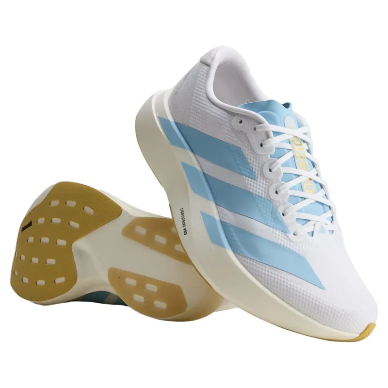 Adidas Adizero EVO SL Woven Men's Running Shoes - White/Blue/Gold-1