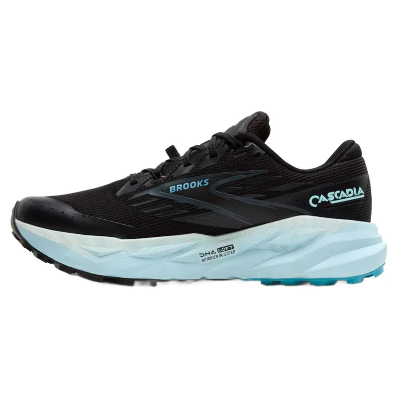 Brooks Cascadia 19 GTX Women's Trail Running Shoes - Black/Ebony/Blue Flower-1
