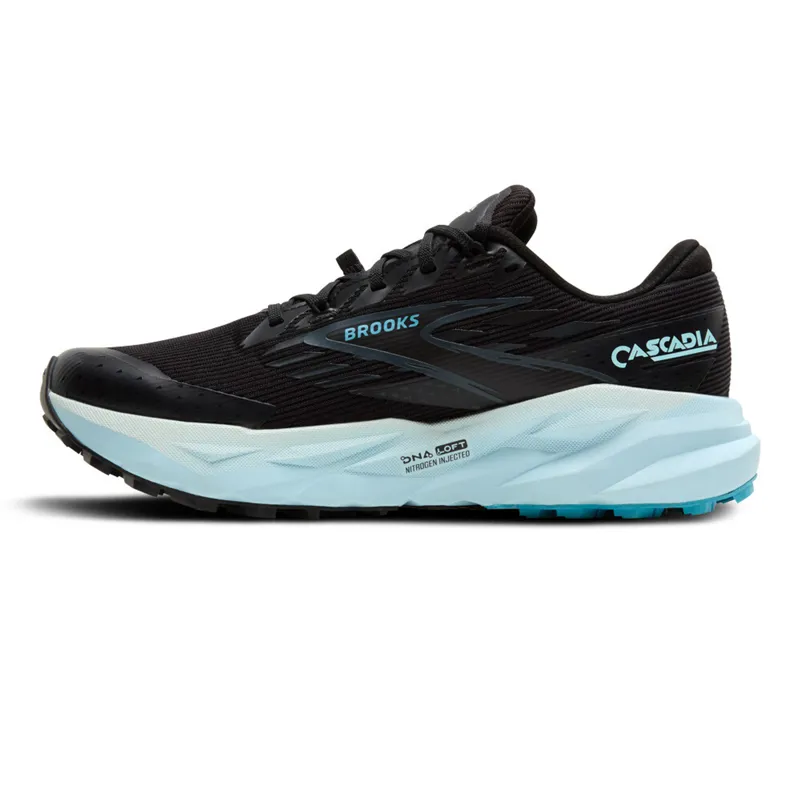 Brooks Cascadia 19 GTX Women's Trail Running Shoes - Black/Ebony/Blue-1