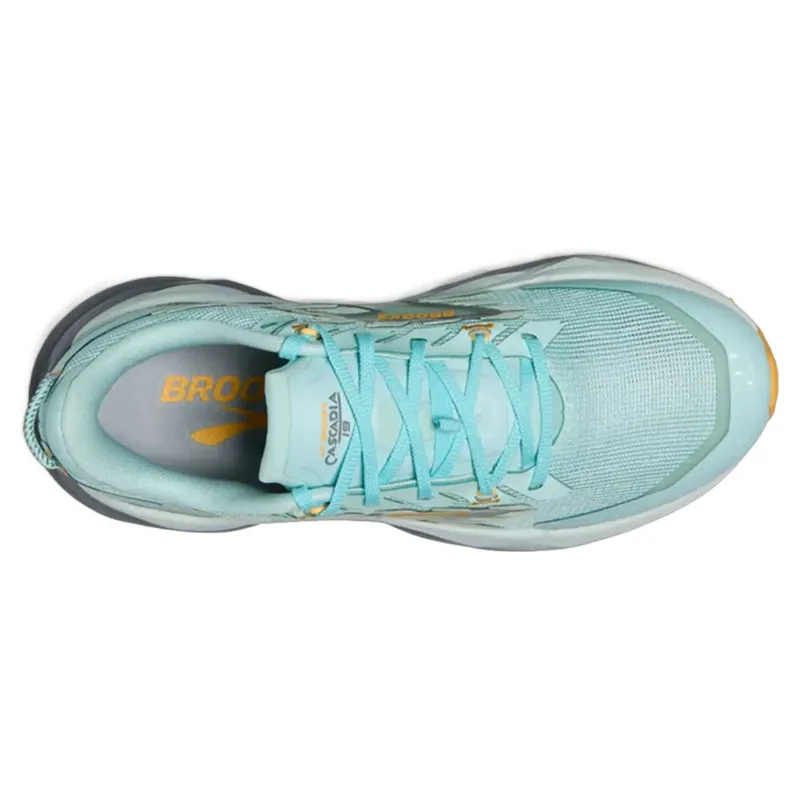 Brooks Cascadia 19 Women's Trail Running Shoes - Water/Grey/Apricot-2