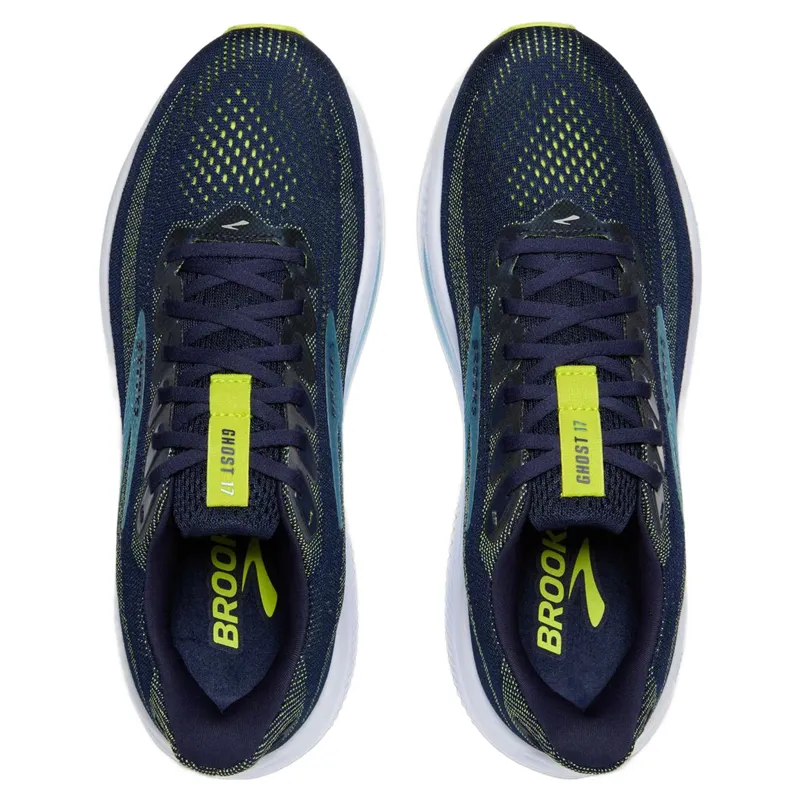 Brooks Ghost 17 2E Wide Men's Running Shoes - Peacoat/Lime/Blue-4