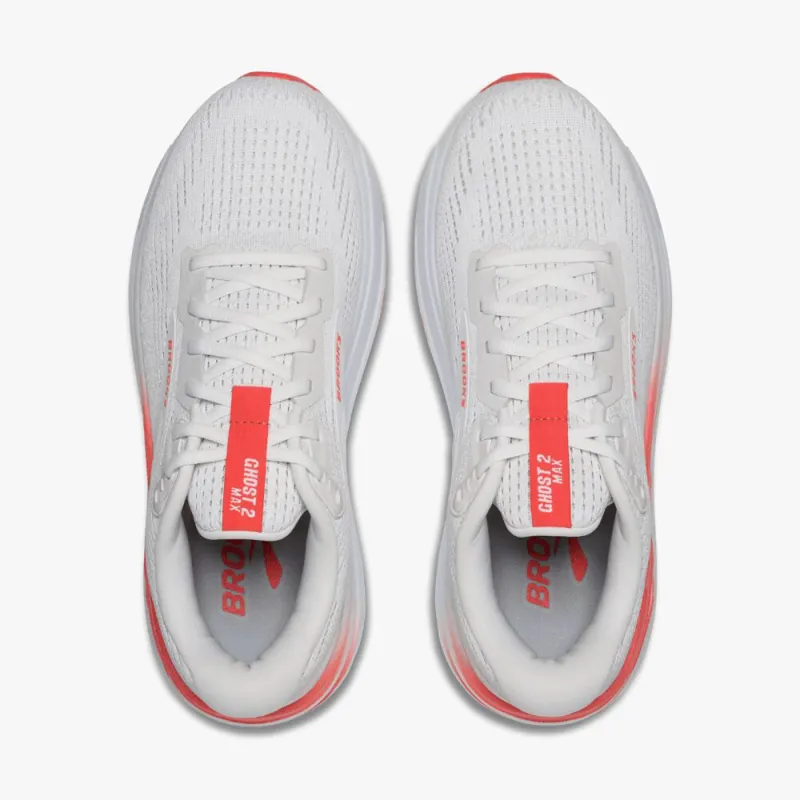 Brooks Ghost Max 2 Women's Running Shoes - White/Hot Coral-3