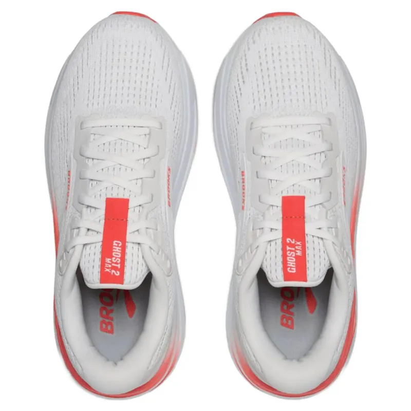 Brooks Ghost Max 2 Women's Running Shoes - White/Hot Coral-3
