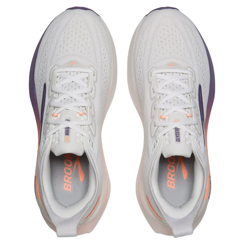 Brooks Glycerin 23 Women's Running Shoes - White/Mulled Grape-3