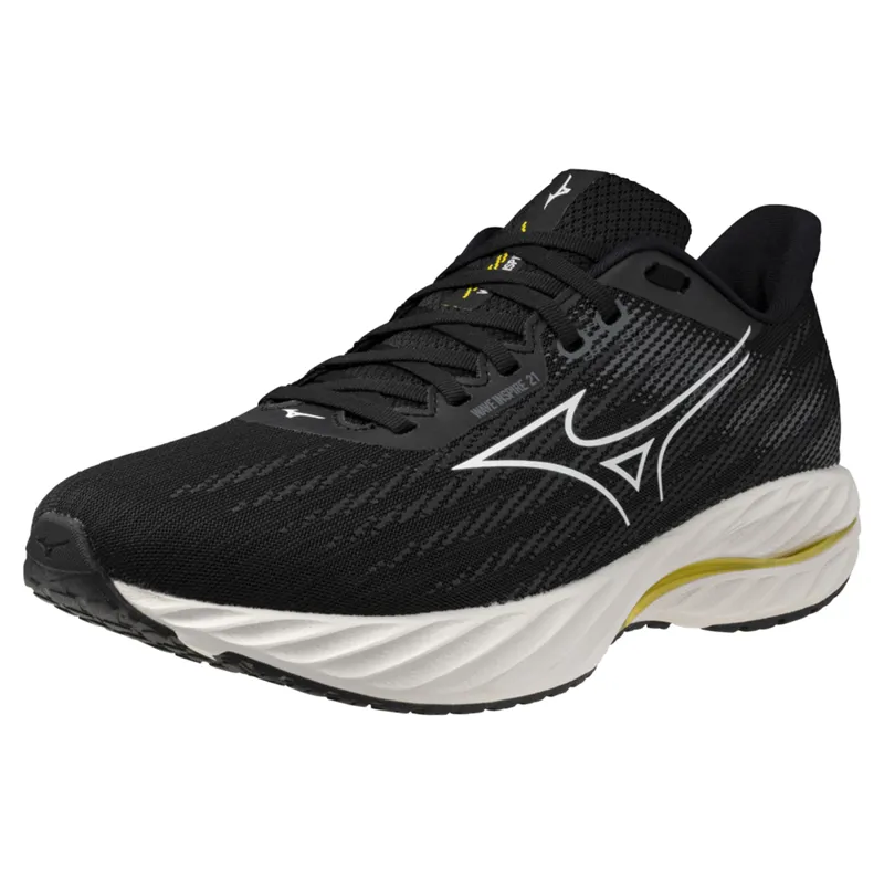 Mizuno Wave Inspire 21 2E Men's Running Shoes - Black/White/Yellow-3