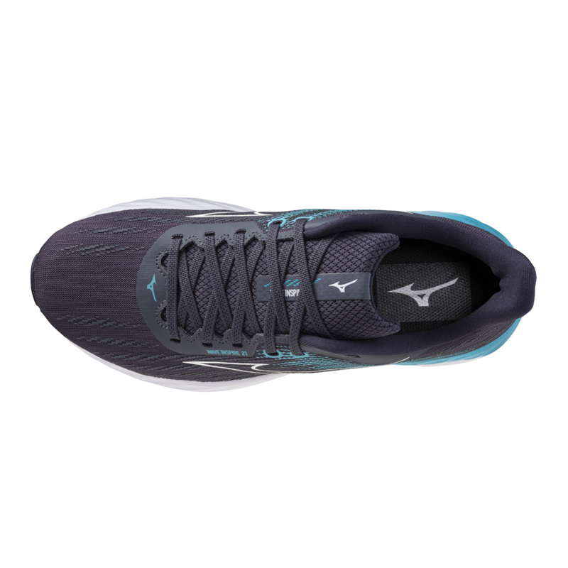 Mizuno Wave Inspire 21 Men's Running Shoes - Gray/White/Capri Breeze-2