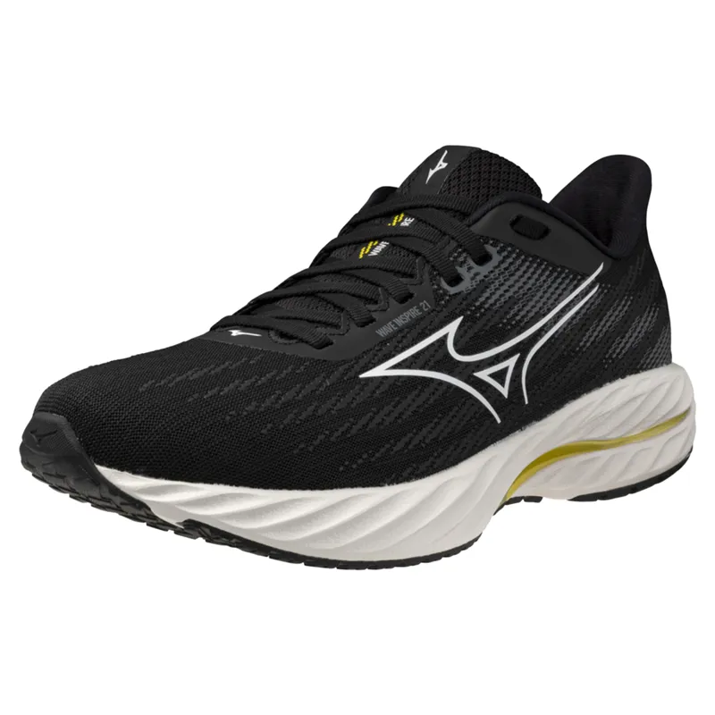 Mizuno Wave Inspire 21 Women's Running Shoes - Black/White/Yellow-4