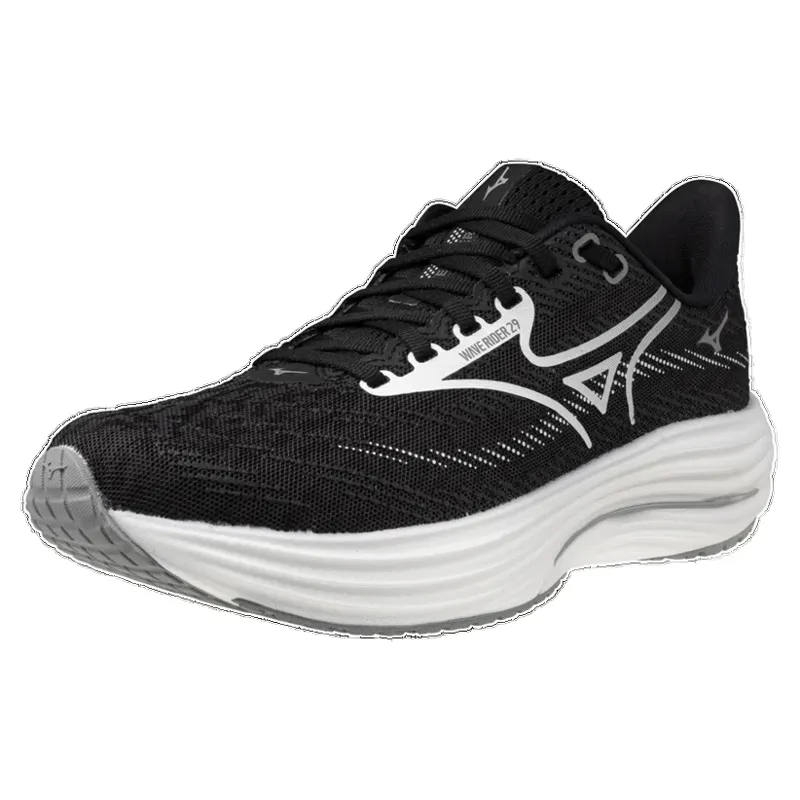 Mizuno Wave Rider 29 1D Wide Women's Running Shoe - Black Sand/White-2