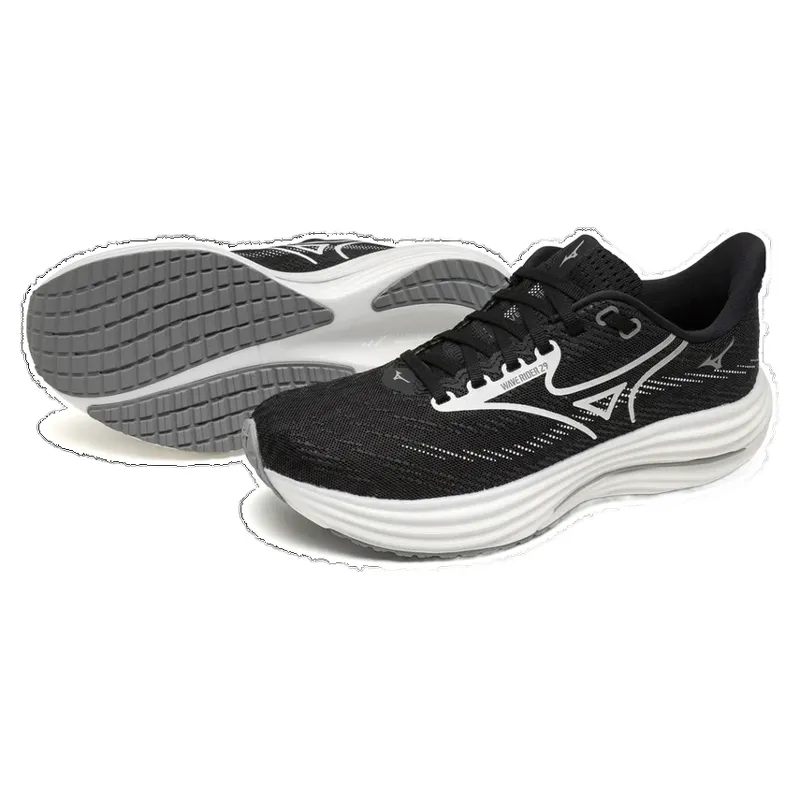Mizuno Wave Rider 29 1D Wide Women's Running Shoe - Black Sand/White-5