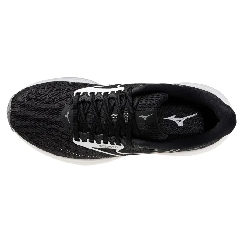 Mizuno Wave Rider 29 1D Wide Women's Running Shoe - Black Sand/White-7