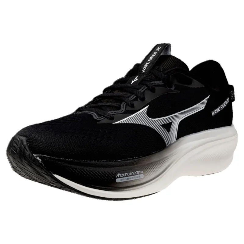 Mizuno Wave Rider 30 2E Men's Wide Running Shoe - Black/White-1
