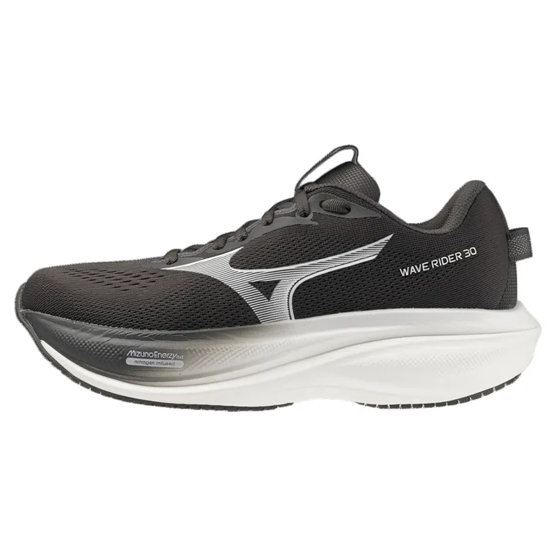 Mizuno Wave Rider 30 Women's Running Shoe 1D Wide - Black Sand/white
