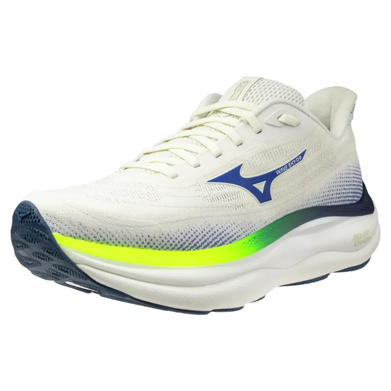 Mizuno Wave Sky 9 Men's Running Shoes - Snow White/Surf the Web/Yellow-2