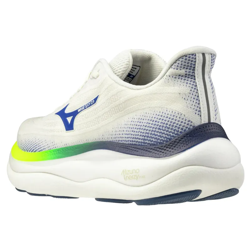 Mizuno Wave Sky 9 Men's Running Shoes - Snow White/Surf the Web/Yellow-3