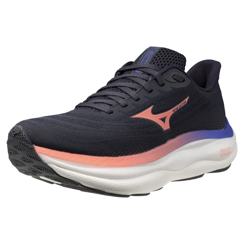 Mizuno Wave Sky 9 Women's Running Shoes - Gray/Coral/Iris Bloom-4