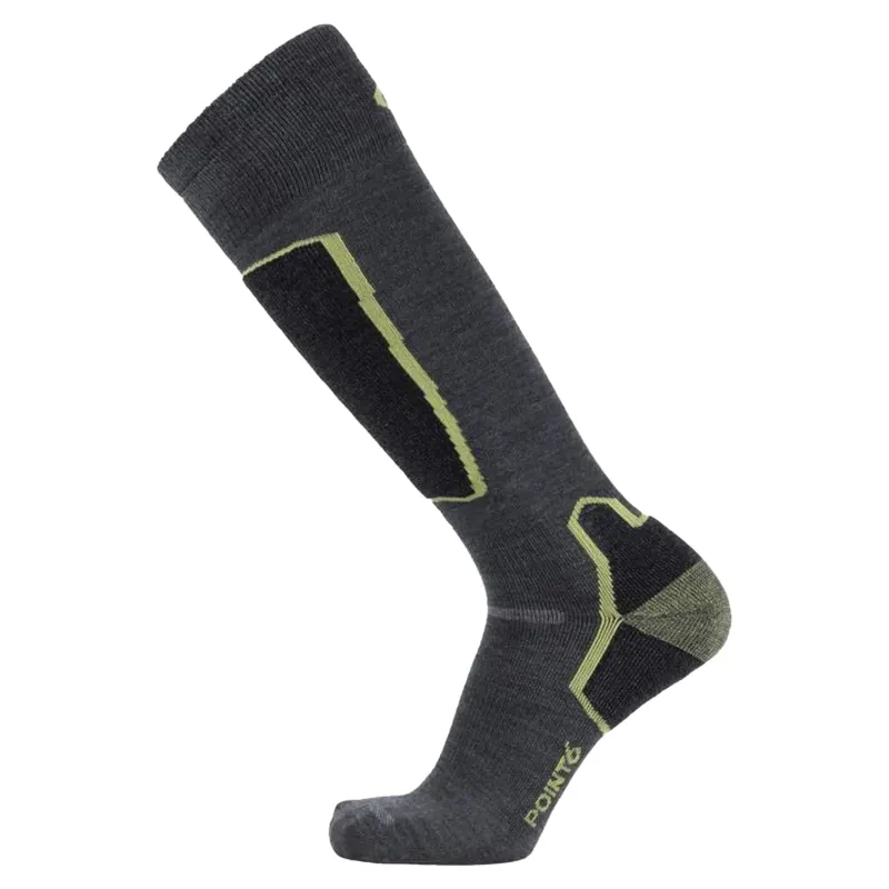 Point 6 Ski Pro Light OTC Merino Wool Ski Socks - Grey/Green - Size XL