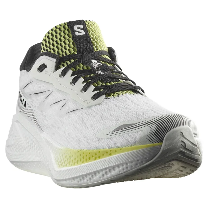 Salomon Aero Glide 4 Men's Running Shoes - White / Sunny Lime -2