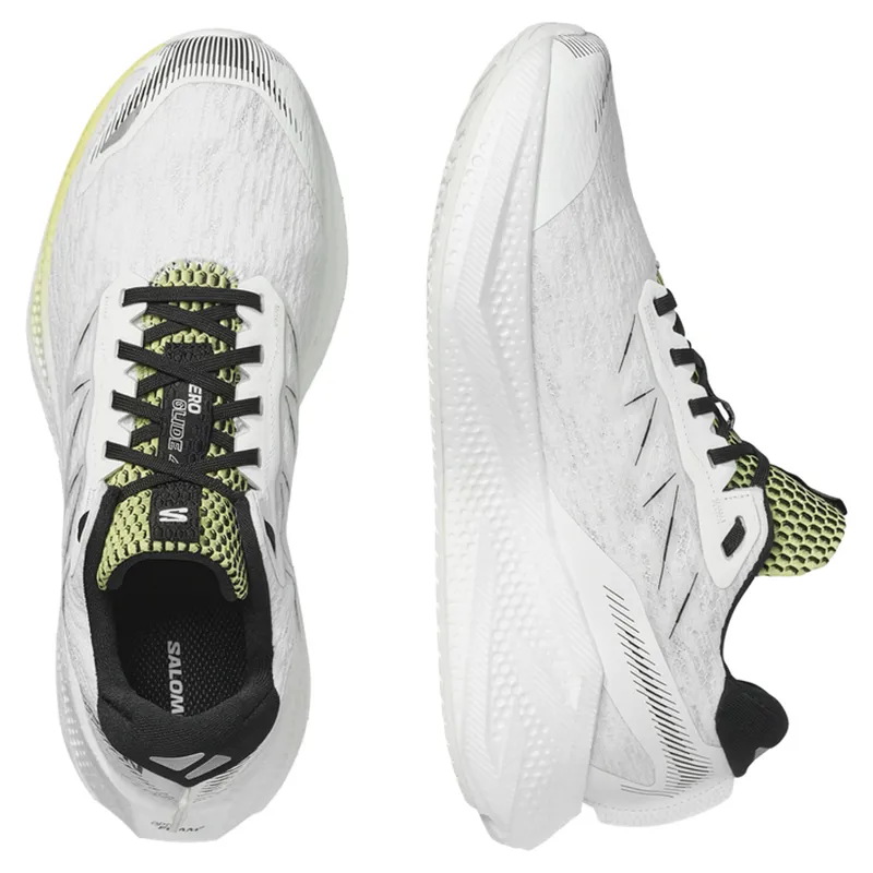 Salomon Aero Glide 4 Men's Running Shoes - White / Sunny Lime -3