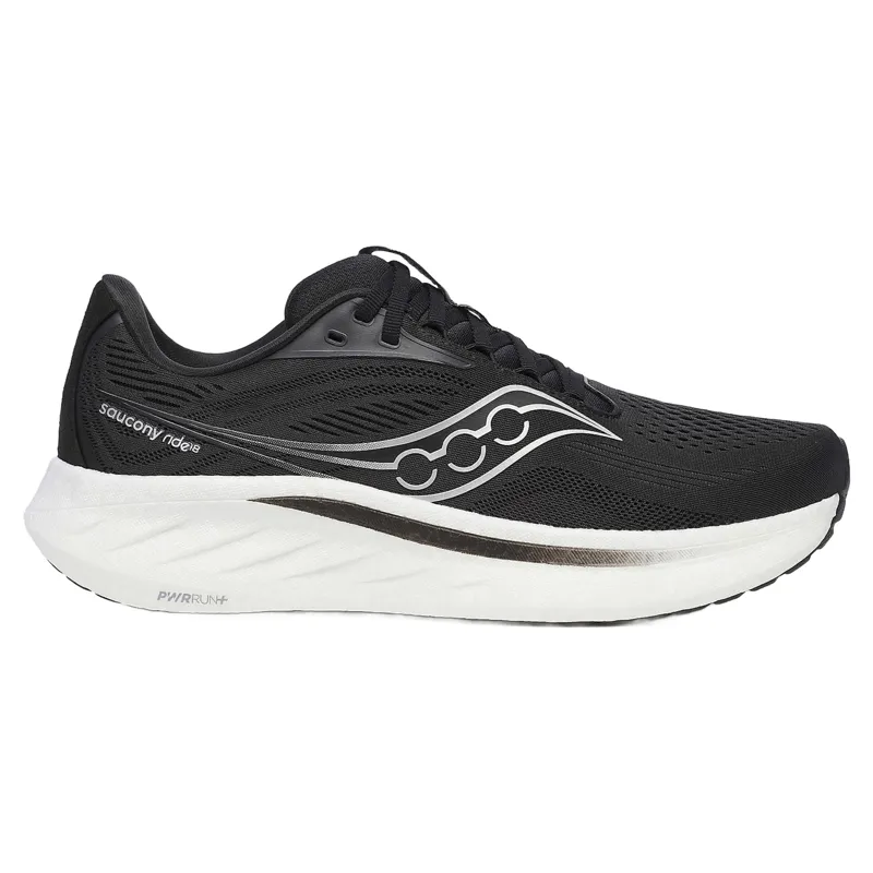Saucony Ride 18 Wide Men's Running Shoes - Black/White