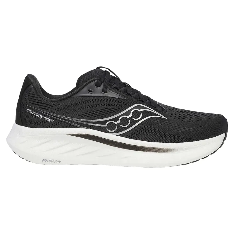 Saucony Ride 18 Wide Men's Running Shoes - Black/White