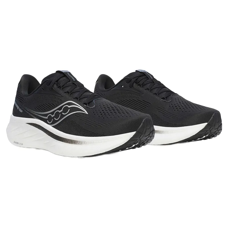 Saucony Ride 18 Wide Men's Running Shoes - Black/White-1
