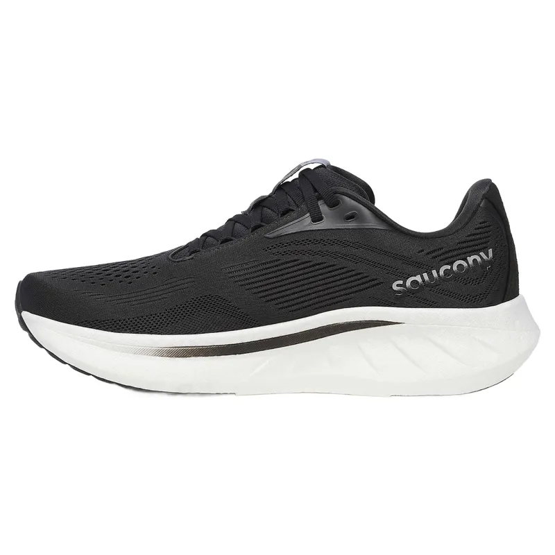Saucony Ride 18 Wide Men's Running Shoes - Black/White-2