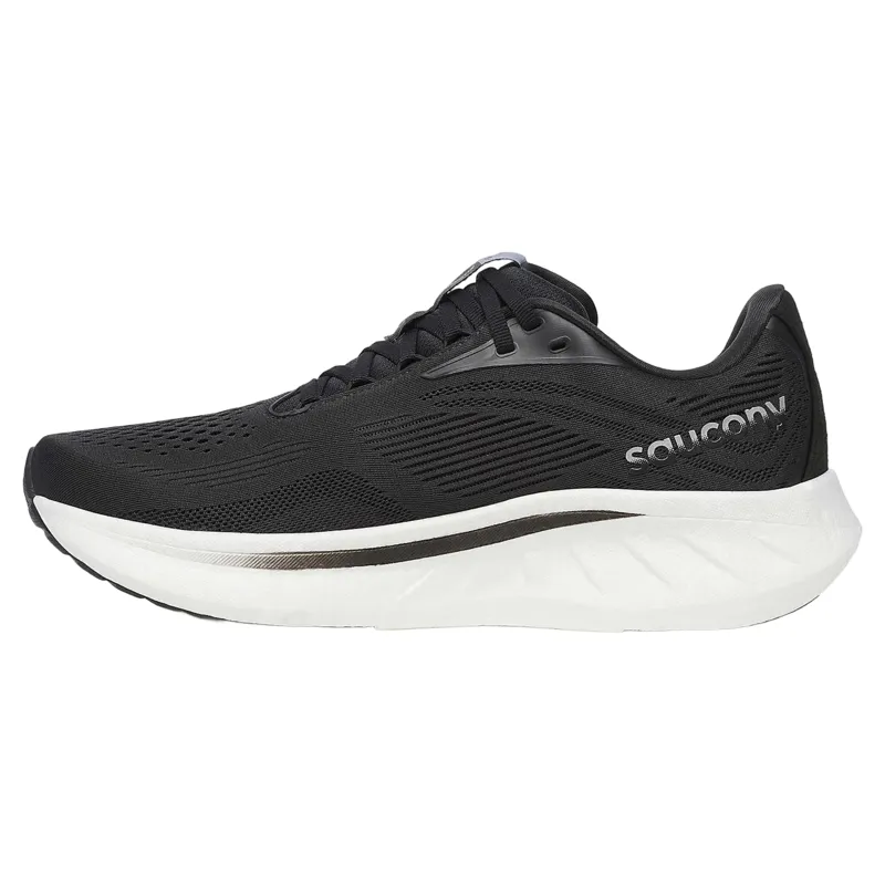 Saucony Ride 18 Wide Men's Running Shoes - Black/White-2
