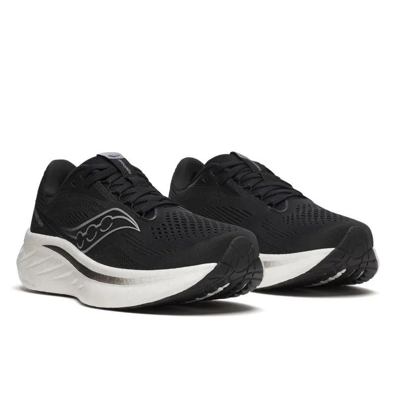 Saucony Ride 18 Wide Women's Running Shoes - Black/White-1