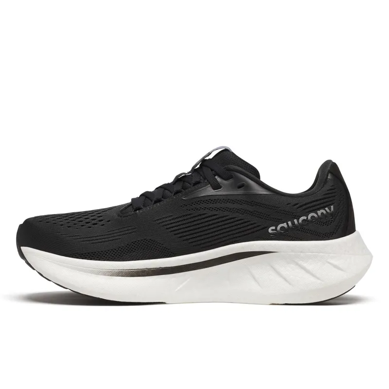 Saucony Ride 18 Wide Women's Running Shoes - Black/White-2