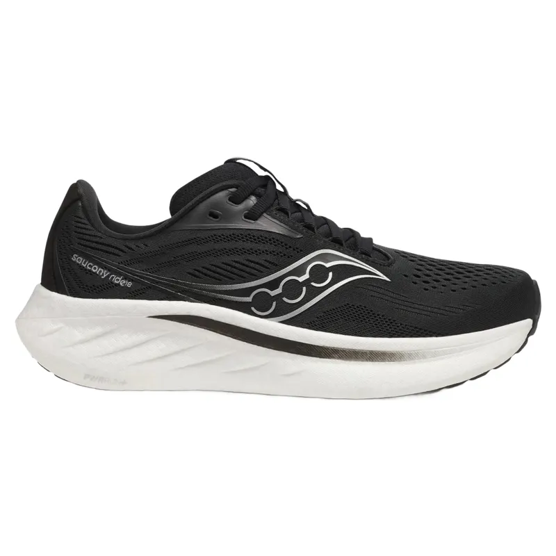 Saucony Ride 18 Wide Women's Running Shoes - Black/White