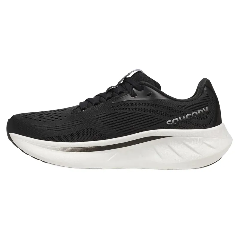 Saucony Ride 18 Wide Women's Running Shoes - Black/White-2