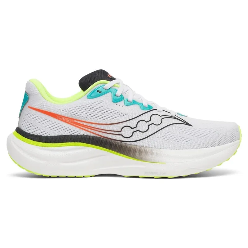Saucony Ride 19 Men's Running Shoes - White/Citron