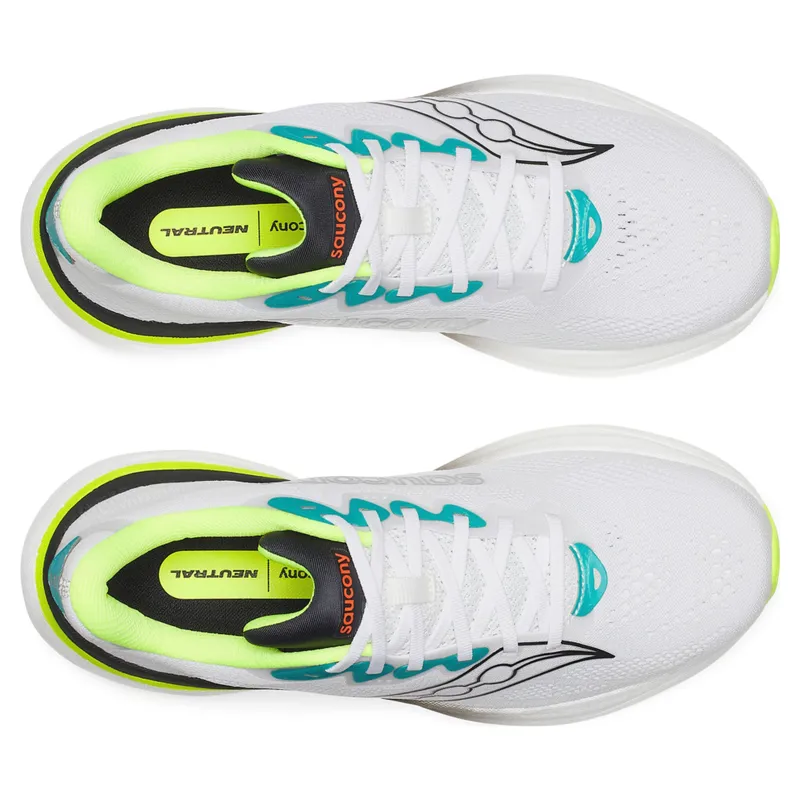 Saucony Ride 19 Men's Running Shoes - White/Citron-5