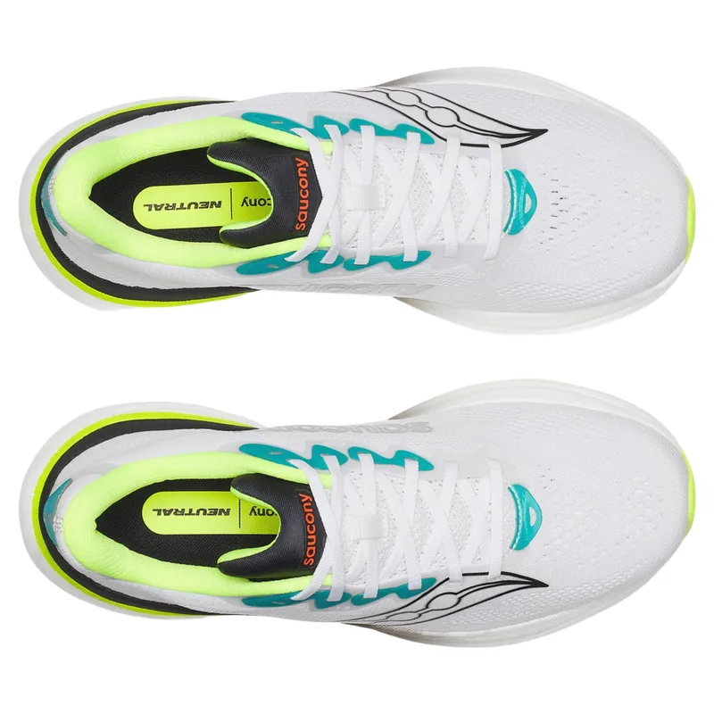 Saucony Ride 19 Men's Running Shoes in White/Citron-5