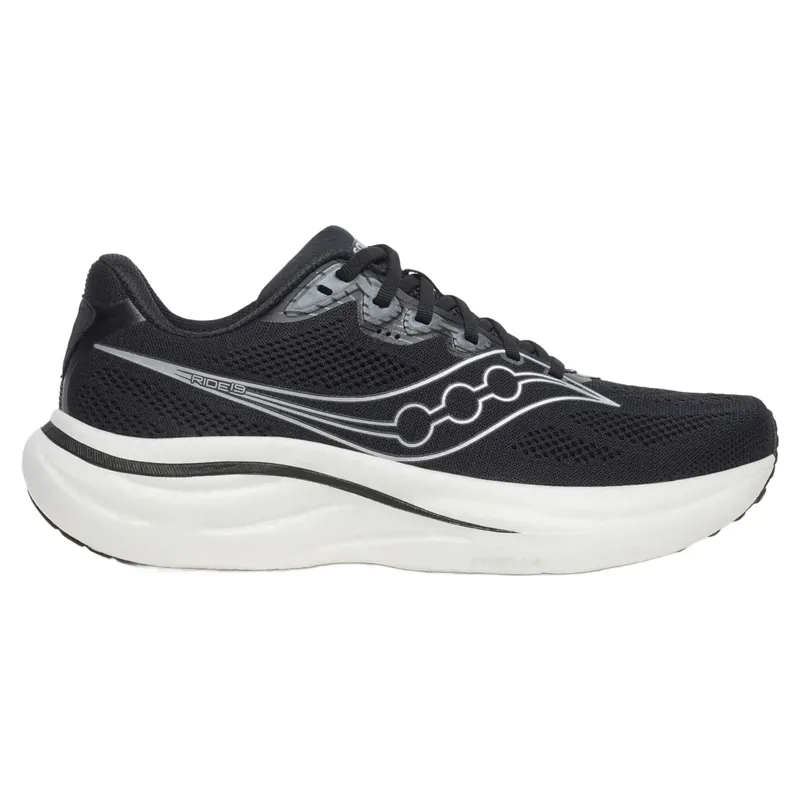 Saucony Ride 19 Wide Men's Running Shoes - Black/Silver