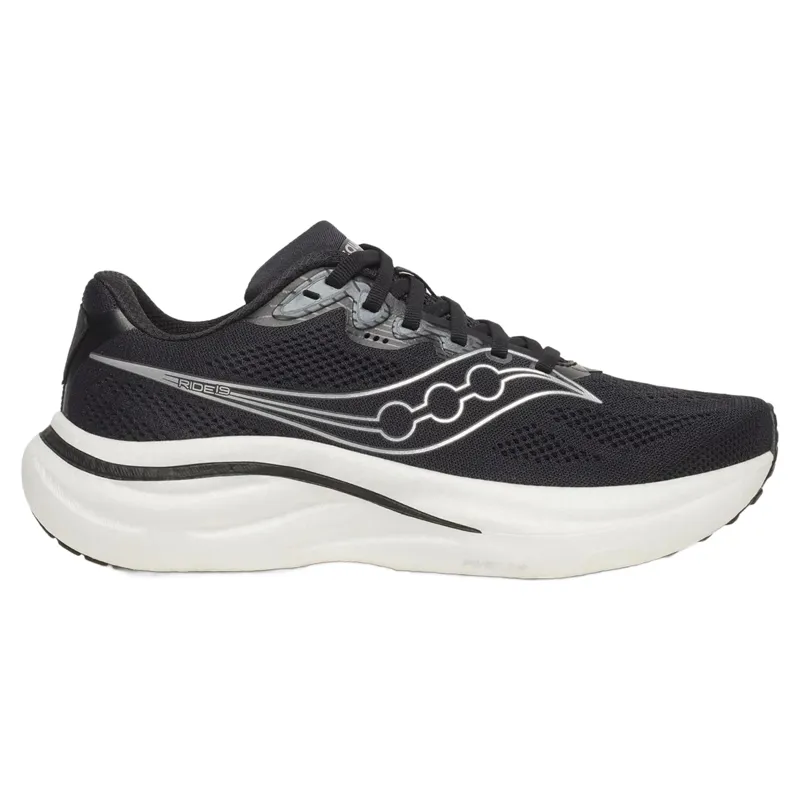 Saucony Ride 19 Wide Women's Running Shoes - Black/Silver